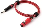ROBAUN 1PC 0.3-15M Mic Cord Jack 6.35/6.5 Male to XLR Female,1/4'' TS to XLR Microphone Audio Cable for Speaker Guitar Amplifier(Red,15m)