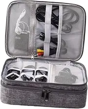 Waterproof Storage Bag for Travel 3 Layers Pack Safe Bag Handbags Storage Organiser Cable Carrying Case Electronics Accessories Organizer Small Electronics Box (Grey)