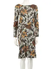 Leaf Pattern Knee Length Dress
