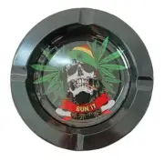 Novelty Ashtray Cigarette Tobacco Tin Rolling Metal Smoking Tray Skull #19