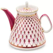 22K Gold Large Tea pot Pink Net Imperial Lomonosov Porcelain