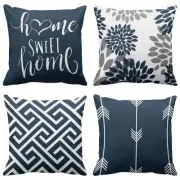 Emvency Set of 4 Throw Pillow Covers Modern Abstract Geometry Blue White and ...