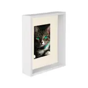 Nicola Spring 8" x 10" White 3D Deep Box Photo Frame - 4" x 6" Mount - Black