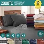 2000TC 4PCS Bed Sheet Set Single/KS/Double/Queen/King Flat Fitted Pillowcases