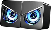 Angoily 1 Pair Computer Speaker Computer Speakers for Desktop Gaming Stereo Speakers Audio Office Input Aux Wired Monitor Soundbar Powered Electronic External Speaker Abs Black