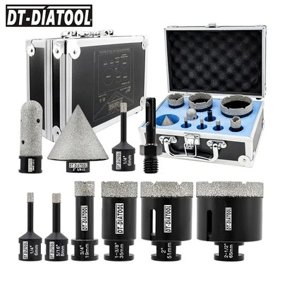 10pcs/kit Dry Diamond Drilling Core Bits Set Hole Saw Milling Bit Chamfer Bit