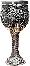 DimyFew Vintage Medieval Goblet, Decoration, Engraving, Handmade Gifts, Fantasy Dragon Pattern Drinking Glass, Ceremonial Glasses, Silver