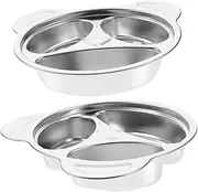 PHENOFICE Stainless Steel Round Divided Dinner Plate Lids Cartoon Plates for Kids and Bowls Set