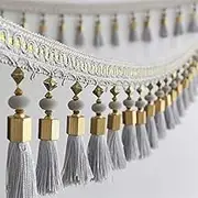 Tassel Fringe Trim, 1 Meters Fringe Edging Trim for DIY Curtain Table Decoration Fabric Ribbon Trimming(Grey)