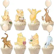 48Pcs Classic Winnie Cupcake Toppers winnie the pooh Theme Party Birthday Party Cake Decorations Cake Toppers