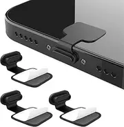 BlingKingdom 3pcs USB Type C Anti-Lost Anti Dust Plugs, Dust Cover Port Plugs Protection Compatible with iPhone 15 Samsung Galaxy S21/S20/S22 Ultra Huawei for All Type-C Smartphone and Tablet - Black