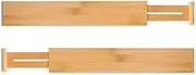 AIMALL 2 PCS Solid Wood Telescopic Drawer Divider 22.05in Bamboo Kitchen Organizer Adjustable Partition Board for Small Furniture Storage