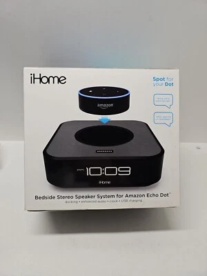 iHome iAVS1 + Amazon Alexa Echo Dot Stereo Bedside Alarm Clock BOX (N)