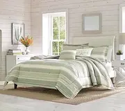 [Tommy Bahama] King Comforter Set, Reversible Cotton Bedding with Matching Shams & Bonus Throw Pillows, All Season Home Decor (Serenity Green, King)