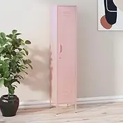 Modern Pink Steel Locker Cabinet with 4 Adjustable Shelves and Lock, 35x46x180 cm, Durable Storage Solution for Home and Office