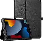 Fintie Folio Case for iPad 9th Generation (2021) 10.2 Inch - [Corner Protection] Vegan Leather Stand Back Cover with Pencil Holder, Also Fit iPad 8th Generation 2020 / 7th Gen 2019, Black