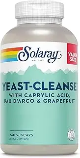 SOLARAY Yeast Cleanse, Detox Cleanse for Healthy Yeast Balance Support, with Caprylic Acid, PAU d'Arco, Licorice Root Extract and Grapefruit Seed Extract, 60-Day Guarantee, 60 Servings, 360 VegCaps