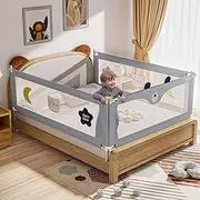 ADVWIN 3pcs Toddler Bed Rails, Kids Side Safety Guard Adjustable Height Child Cot Fence with Child Lock, Bedside Safety Protection Facilities (1×150cm, 2×200cm) (Queen-150 x 200cm)