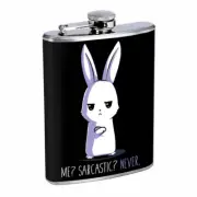 Never Sarcastic Bunny Em1 Flask 8oz Stainless Steel Hip Drinking Whiskey