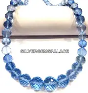 AAAA+Sky Blue Topaz Faceted RoundBall Beads Rarest Topaz Necklace Gemstone Beads