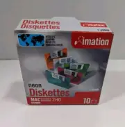 Imation Neon Diskettes MAC Formatted 2HD 1.40 MB 3.5" Sealed Box of 10 Blanks