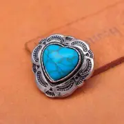 Silver Ethnic Tribal Traditional Flower Love Heart Turquoise Wallet Screwback
