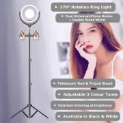 2 x NEWAVE Polarless Dimmable Rotatable 12'' LED Ring Light Mirrors Tripod Stand