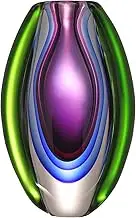 Luxury Lane Hand Blown Sommerso Oval Art Glass Vase for Decor Centerpiece Table Decoration Purple 8.5 inch Tall