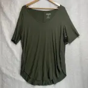Torrid Olive Green Super Soft V-Neck Tunic 1X Plus Size Flowy Knit Top Casual