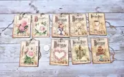 9~Vintage~Ephemera~Birthday~Junk Journal~Linen Cardstock~Gift~Hang~Tags