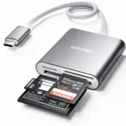 USB C SD Card Reader, Aluminum 3-Slot USB 3.0 Type-C Flash Memory Card Reader...
