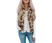 Women's Petite Outerwear Jackets & Coats Ladies Zipper Solid Color Plush Jacket Sleeveless Lapel Cardigan Loose Jacket Vest Lady Coats-A-Khaki