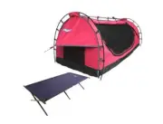 Kings Pink Single Swag 50mm Mattress|400gsm Canvas + Foldable Stretcher Bed