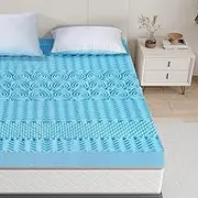 Memory Foam Mattress Topper 10cm Thick with Cool Gel Infused, 7 Zone Design with Bamboo Fabric Cover Beddings Bed Mat Pad, Double Size
