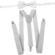 [Hellery] Men Suspenders Bowtie Set Adjustable Y Back Brace for Formal Wear Jeans