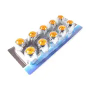 Fortpro 1 1/2" x 2" Chrome Push-On Nuts Covers with Amber Top Reflector - 10 Pac