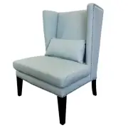 Iago Studded Upholstered Wingback Sofa Lounge Armchair in Blue
