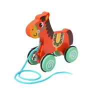 Portable Cartoon Animal Pull String Toy for Toddlers Develop Walking and Balance