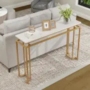Costway120 cm Faux Marble Top Console Table with Anti-toppling Kit