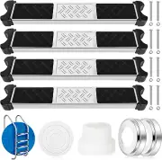 4Pcs Stainless Steel Pool Ladder Steps Replacement with Pool Ladder Escutcheon &