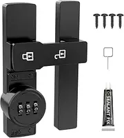 Heavy Duty Sliding Barn Door Lock – Durable 3-Digit Keyless Entry Latch with Luminous Function, 180° Double Door Hardware for Outdoor & Indoor Use (1 Pack, Matte Black)