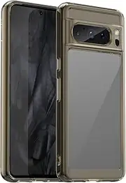 [Eabhulie] Google Pixel 8 Pro Case, Clear PC Back TPU Bumper Case Cover for Google Pixel 8 Pro Transparent Grey