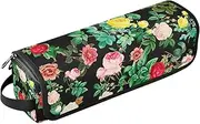 [sanluoli] Hair Tool Travel Bag for Women with Removable Heat Resistant Mat Waterproof Curling Iron Travel Case Watercolor Hand-Painted Flowers Red