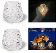 Crystal Circular Candle Holders，Small Glass Candlestick Holders, Clear Glass Candle Holders Bulk for Table Centerpiece,Wedding,Valentines Day, Party, Windowsill, Festival（2 PCS） (80 * 80 * 65)
