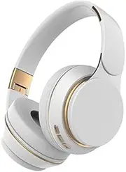 [SPOTFISH] Headband Wireless Bluetooth 5.3 Headphones,Over Ear Headphones High Fidelity Stereo Audio,Built in Call Microphone(White)