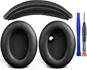 SOULWIT Ear Pads Cushions + Headband, Replacement Kit for Sony WH-1000XM4 (WH1000XM4) Over-Ear Headphones, Replacement Headstrap Pad & Earpads Repair Part - Black