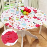 misaya Round Fitted Tablecloth with For Up to 36"-44" Table, Off White