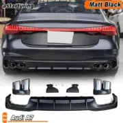 For Audi A7 Quattro Sportback 2019-2020 Rear Bumper Diffuser Lip W/Exhaust Tips (for: Audi)