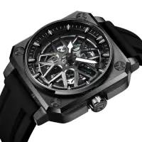在飛比找Yahoo奇摩購物中心優惠-ROMAGO 極速鏤空自動腕錶-黑色/46.5mm