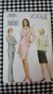 Vogue Pattern V8045 Misses Jacket Skirt Pants Suit Size 8 10 12 UNCUT
